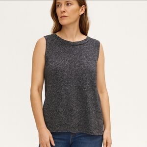 Talbots Dark Gray Sleeveless Marled Gray Textured Knit Top Plus Sz 2X